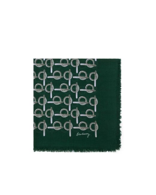 Burberry Green B Print Frayed Edge Scarf for men
