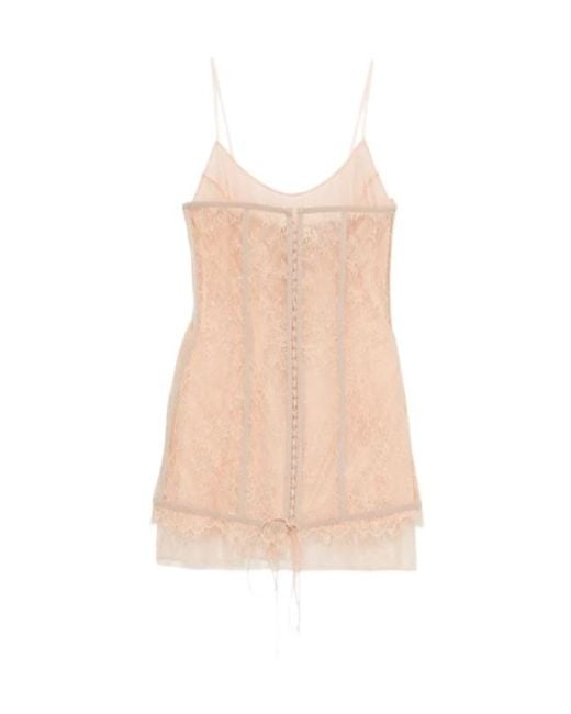 GIUSEPPE DI MORABITO White Lace-Fabric Panelled-Design Mini Dress