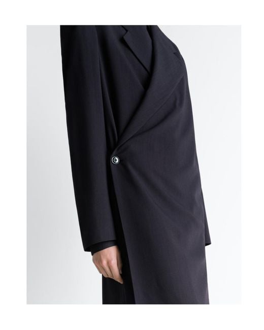 Lemaire Blue Buttoned Draped Wrap Coat
