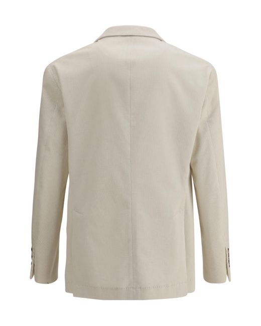 Brunello Cucinelli White Single Breasted Long Sleeved Blazer for men