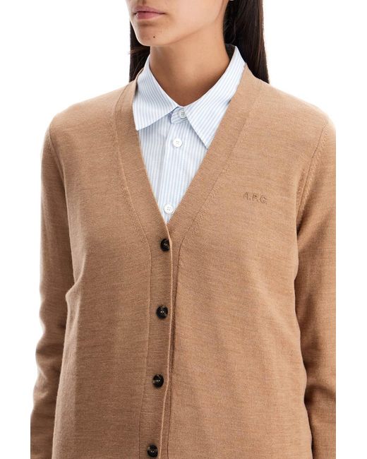 A.P.C. Natural Salome Logo Embroidered Cardigan