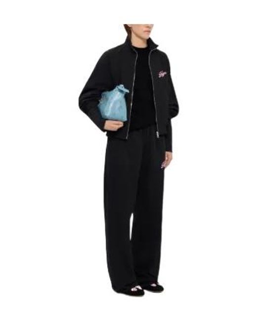 MSGM Black Embroidered Long-Sleeve Sweatshirt