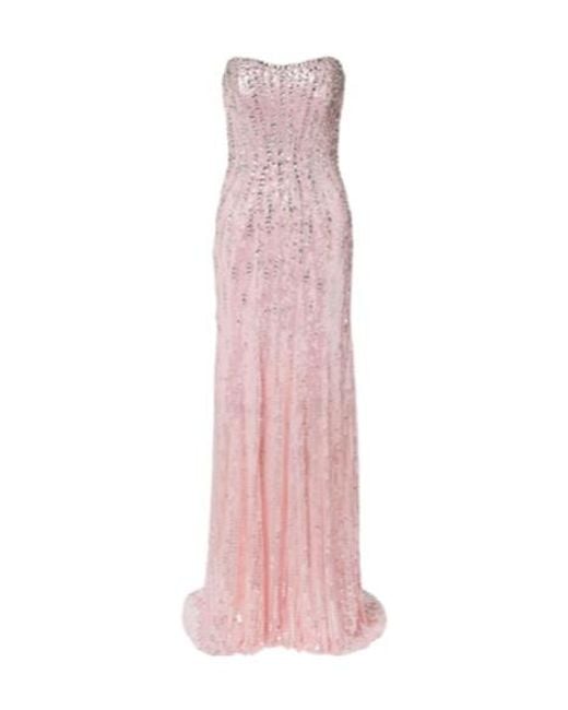 Jenny Packham Pink Sarai Embellished Bustier Gown