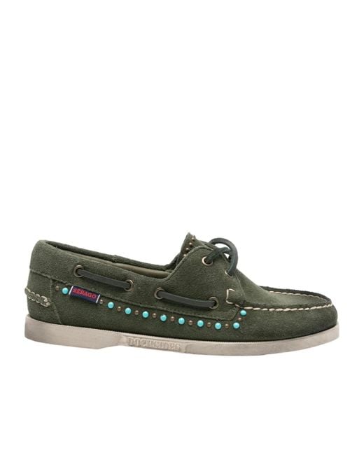 Sebago Green Suede Loafers