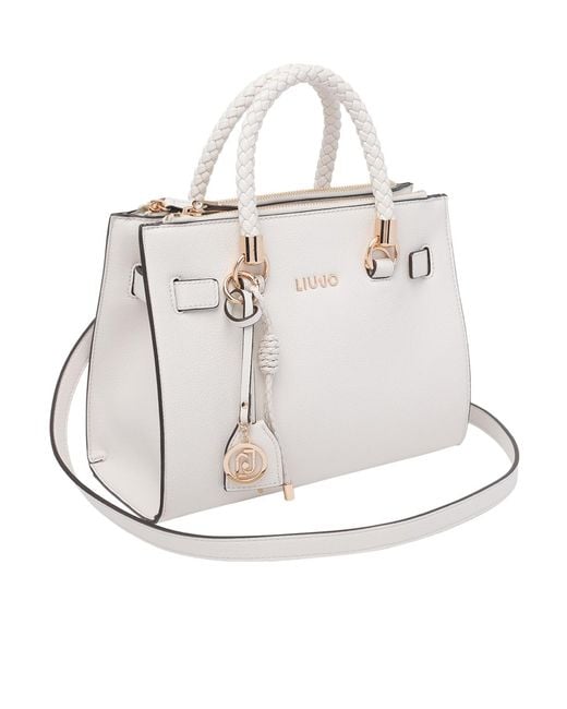 Liu Jo White Zipped Top Handle Tote Bag