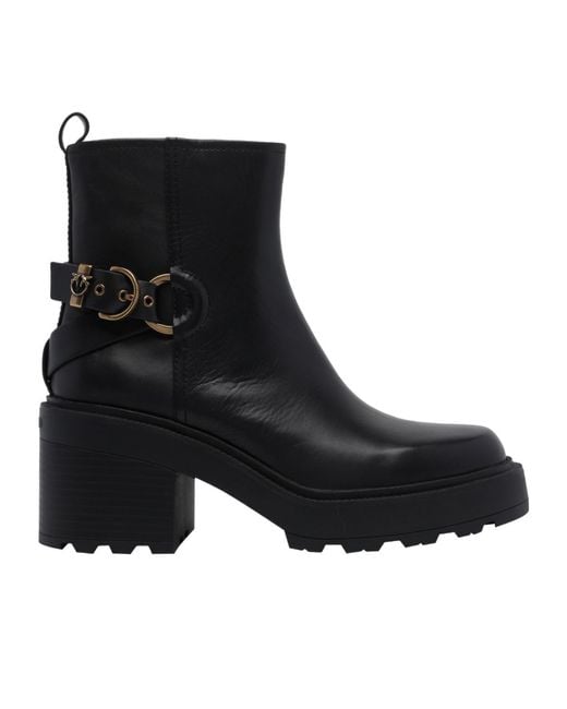 Pinko Black Block-Heel Ankle Boots