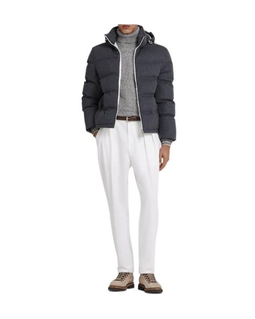 Brunello Cucinelli Gray Wool Cashmere Down Jacket for men