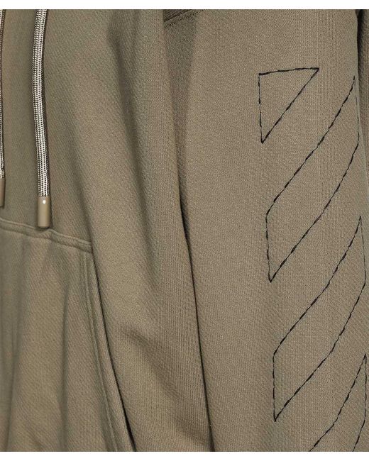 Off-White c/o Virgil Abloh Green Logo Detailed Drawstring Hoodie for men
