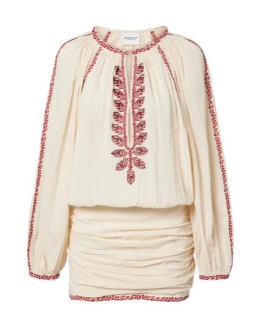 Isabel Marant Natural Ludy Embroidered Cotton Minidress