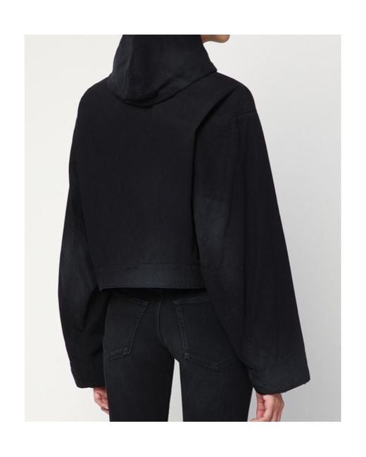 Balenciaga Black Zip Detailed Hooded Jacket