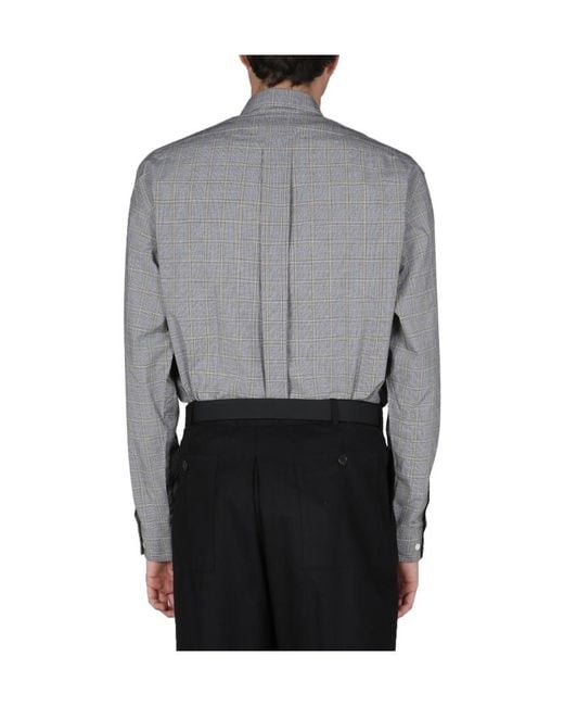 KENZO Gray Long-Sleeved Checked Shirt for men