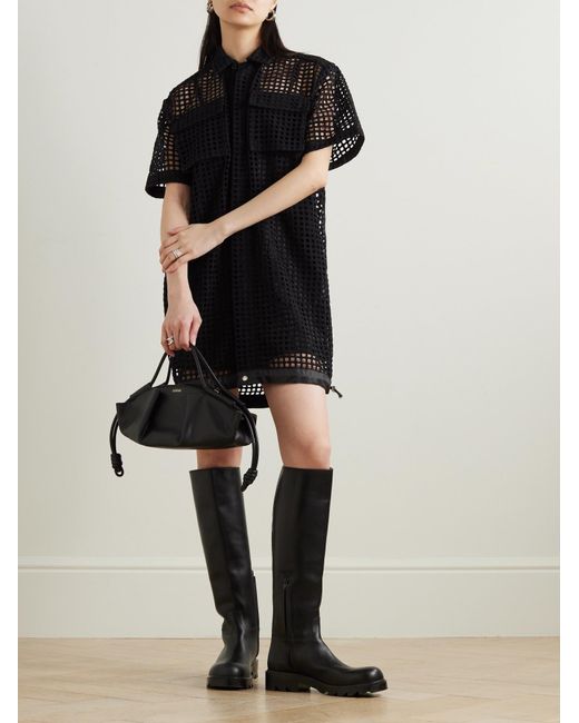 Sacai Black Short Sleeve Dress