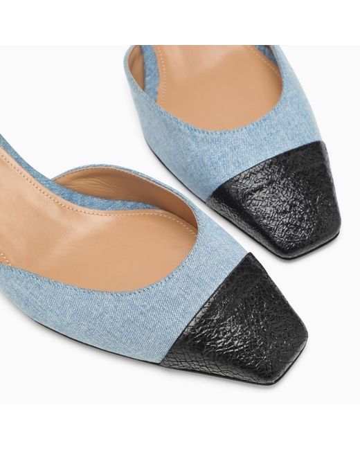 Aquazzura Blue Two-Toned Square Toe Pumps