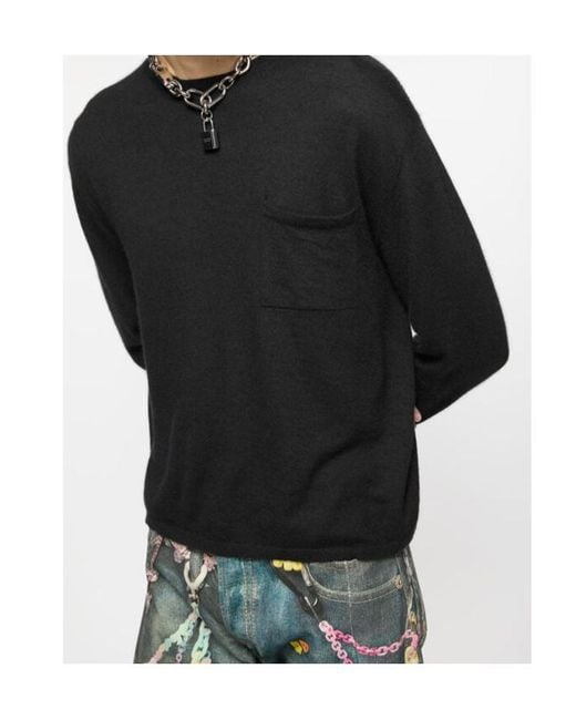Acne Blue Logo Patch Crewneck Jumper for men