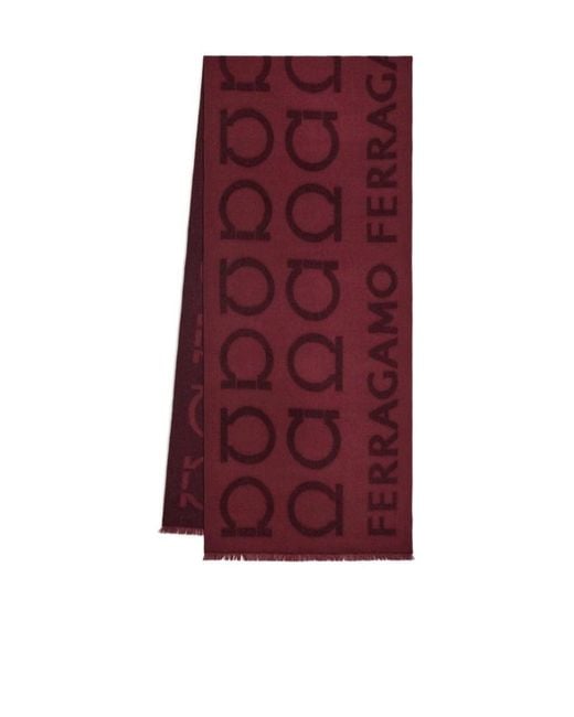 Ferragamo Red Ferragamo Logo Detailed Fringed Scarf
