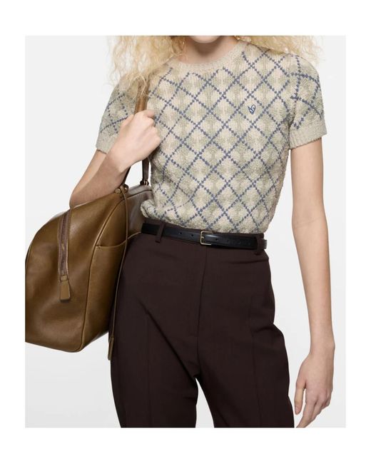 Acne White Bouclé Argyle Knit Sweater