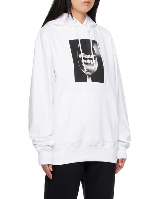 Helmut Lang White Hooded Sweater for men