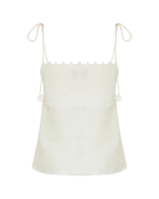Valentino White Lace Detailed Sleeveless Top