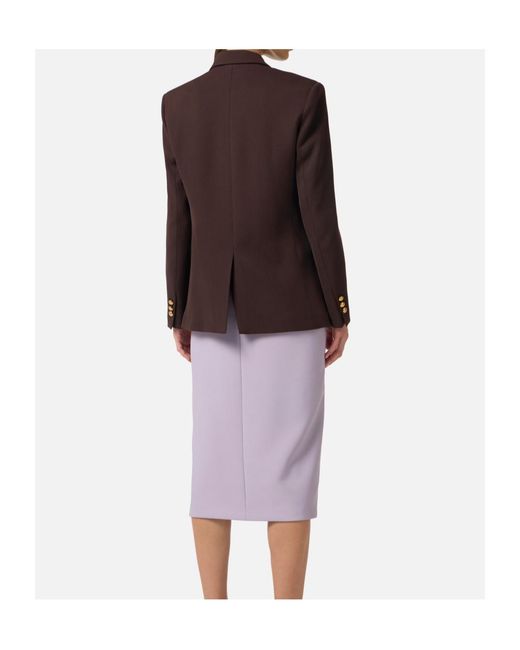 Elisabetta Franchi Blue Gabardine Double-Breasted Jacket