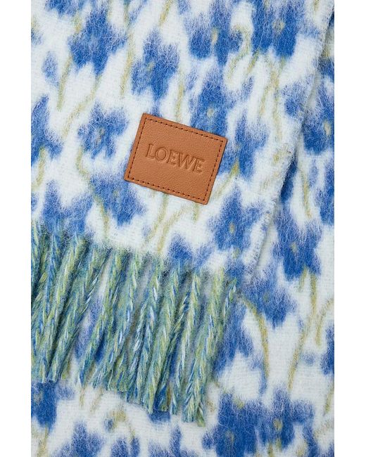 Loewe Blue Wool And Alpaca Blend Scarf