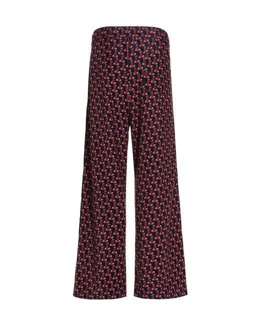 Lanvin Red Logo Pattern Straight Casual Pants