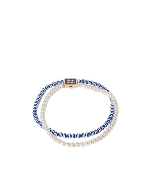 Miu Miu Metallic Metal And Synthetic Pearl Choker