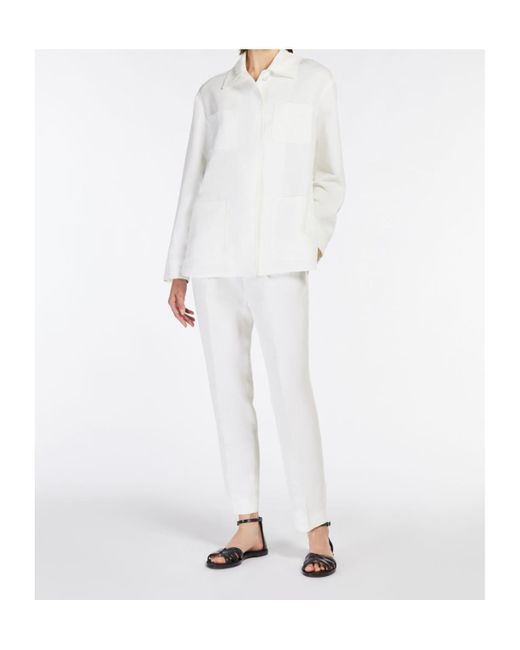 Max Mara White Canvas Carrot-Fit Trousers