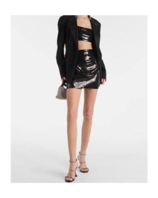 Alex Perry Black Sequined Crop Top