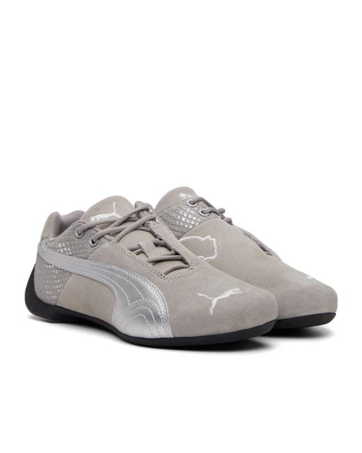 PUMA Gray Future Cat Emboss Lace-Up Sneakers