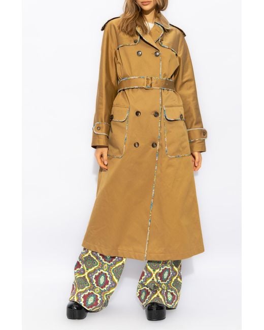 Etro Natural Double-Breasted Belted Coat