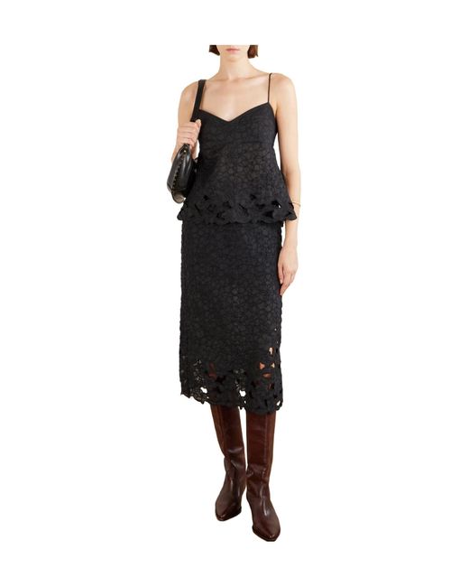 Isabel Marant Black Floral-Embroidered Ramie Tank