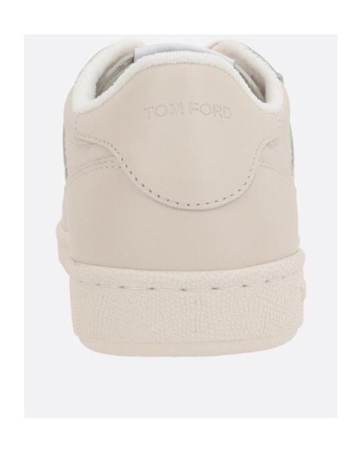 Tom Ford White Logo-Debossed Lace-Up Sneakers for men