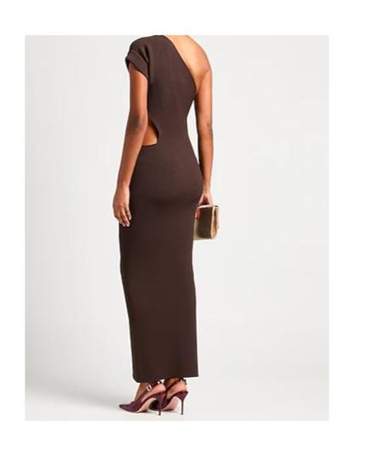 Max Mara Brown One-Shoulder Dress
