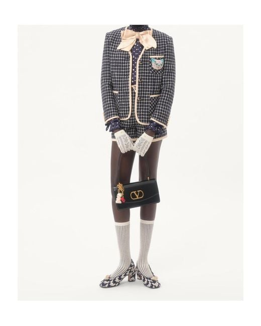 Valentino Black V-Neck Button-Up Jacket