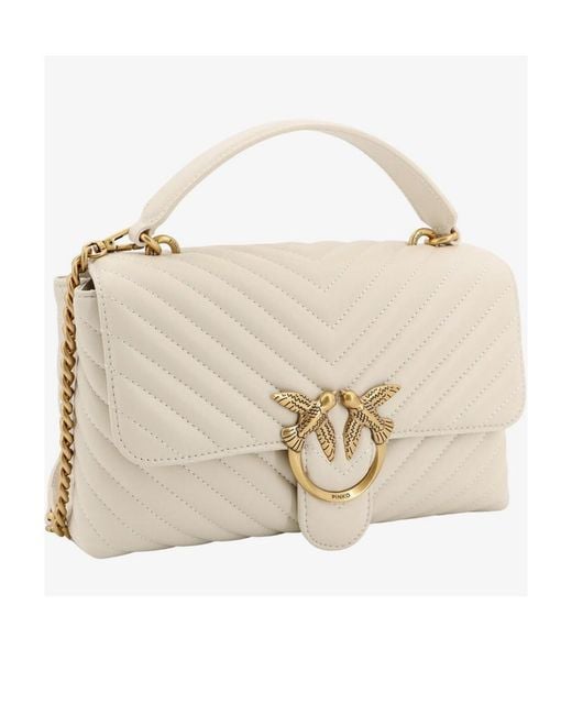 Pinko Brown Classic Lady Love Chevron Puffer Tote Bag