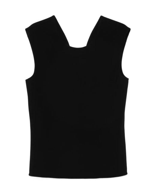 Lanvin Black Deep V-Neck Top