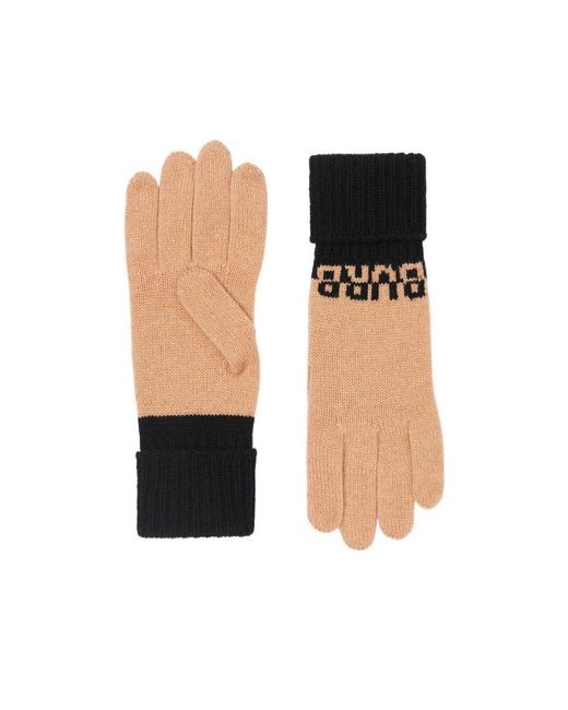 Burberry White Intarsia-Knit Logo Gloves for men