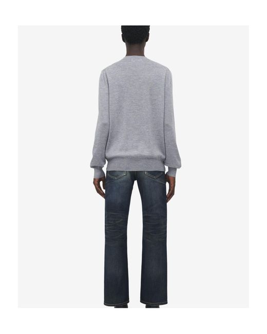 McQueen Gray Wool Skull Sweater for men