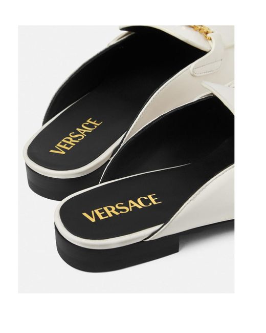 Versace White Medusa Round-Toe Slippers
