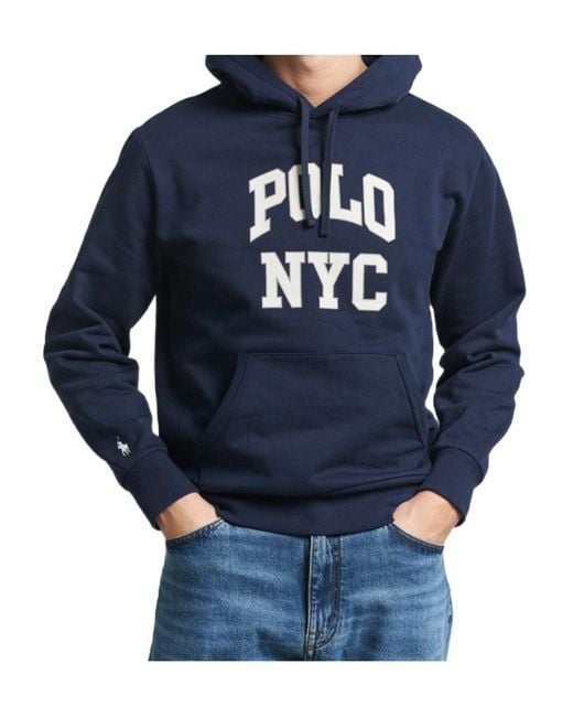 Polo Ralph Lauren Blue Logo Detailed Drawstring Hoodie for men