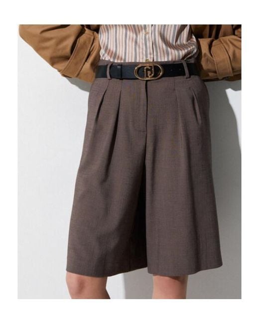 Liu Jo Brown Mélange Fabric Shorts