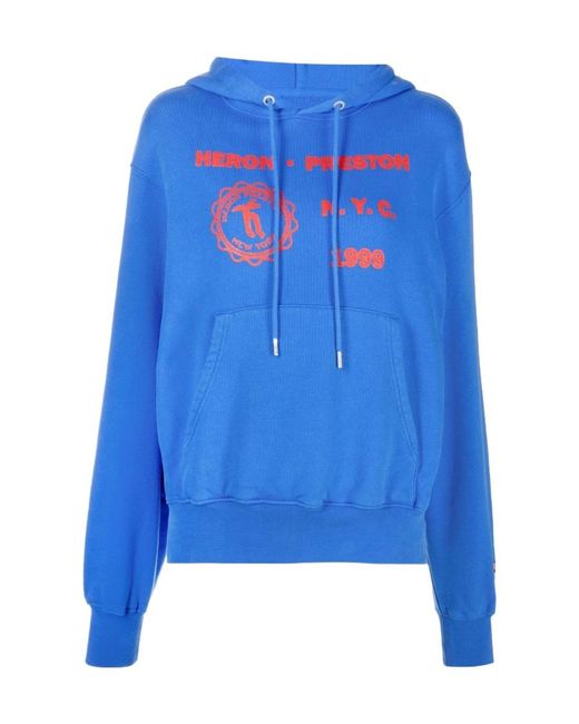 Heron Preston Blue Hooded Hoodie