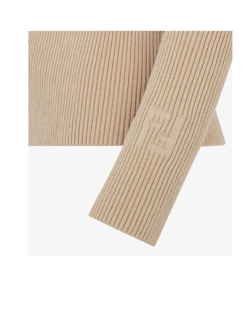 Fendi Natural Buttoned Long-Sleeved Cardigan