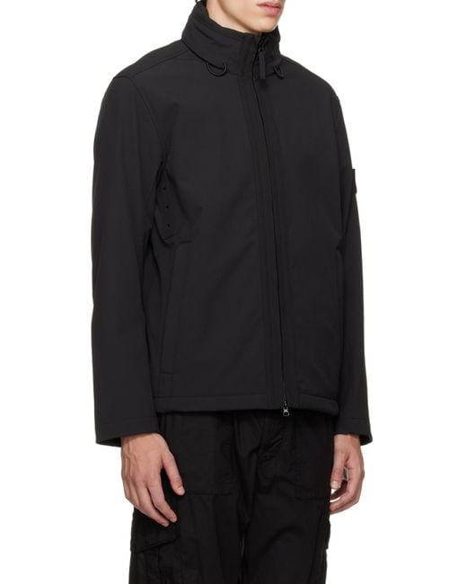Stone Island Black Logo Patch High Neck Jacket for men
