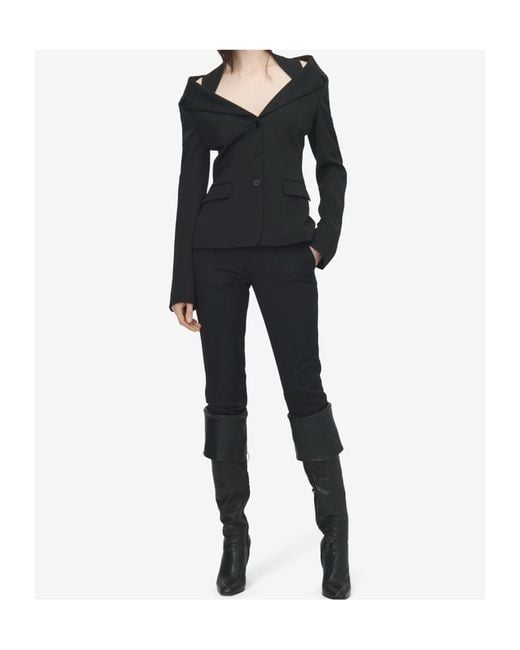 McQueen Black Off-The-Shoulder Harness Jacket