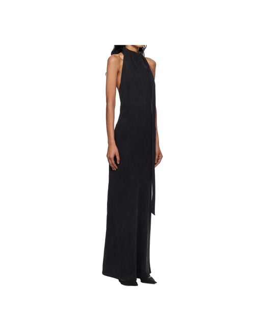St. Agni Black Diagonal Neckline Dress