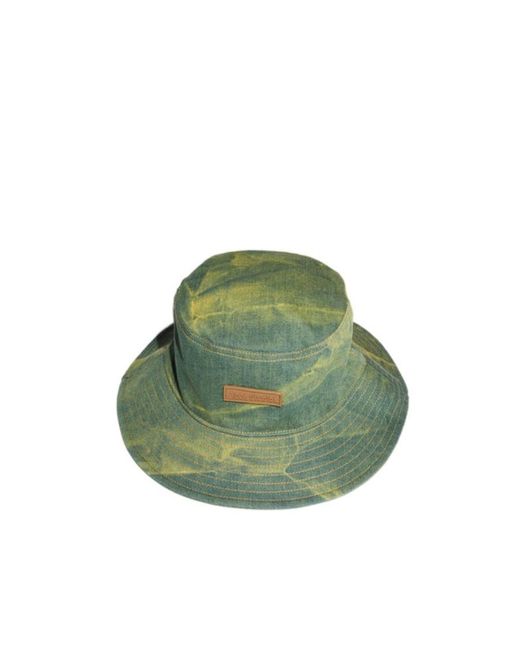 Acne Green Acid-Wash Denim Bucket Hat for men