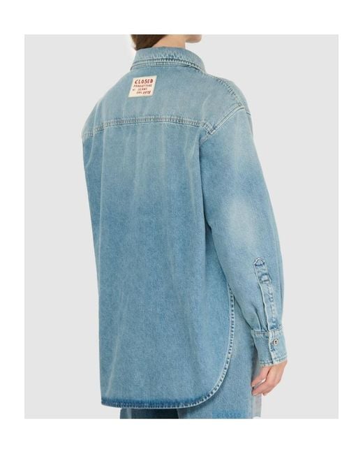 Closed Blue Oversized Printed Denim Shirt