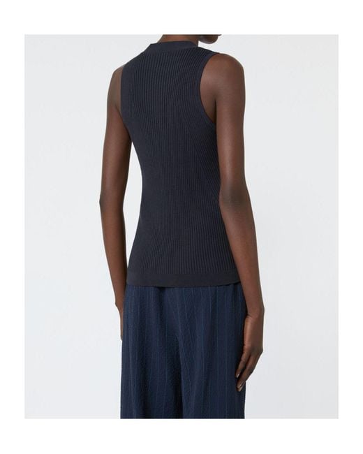 Max Mara Blue Semi-Fitted Knit Waistcoat