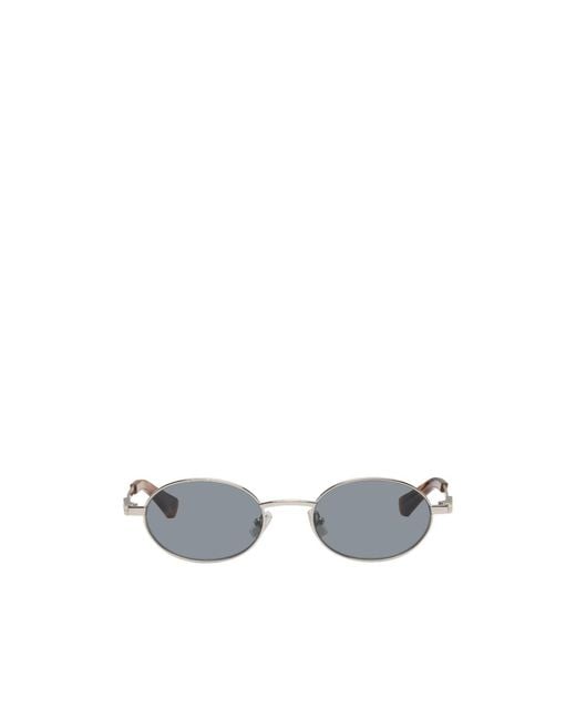Bottega Veneta White Eyewear Oval Frame Sunglasses for men